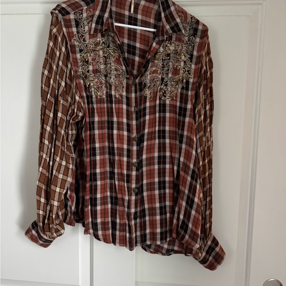Free People embroidered button down
